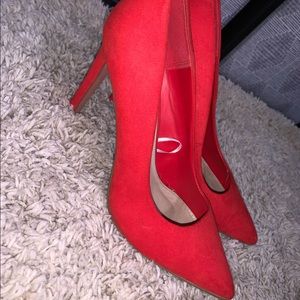 forever 21 red high heels! size 8 1/2. only worn twice!